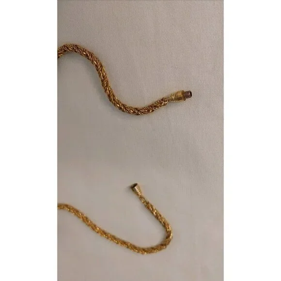 Gold Tone Rope Necklace Twisted Chain with Gold Tone Ball Spheres - Picture 10 of 10